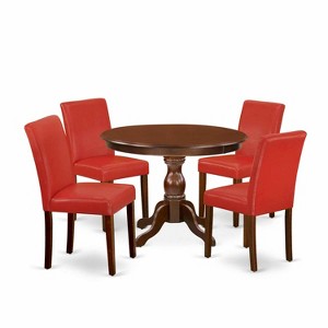 HomeStock 5-Pc Mahogany Finish Solid Wood Top Dining table with 4 Chairs - 1 of 4