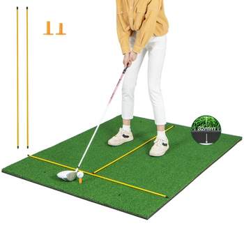 Costway 5 ft. x 3 ft. Standard Realistic Feel Golf Practice Mat Putting Mat  Synthetic Turf With 3 Tees SP37806 - The Home Depot