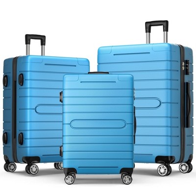 SUGIFT 3 Piece Luggage Sets ABS Hardshell Hardside with TSA Lock, Azure Blue