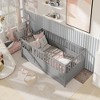 AZL1 Life Concept Beds Montessori Twin Floor Bed with Safety Fence, Wooden Children Bed with Secure Door, Grey, 78.19"*41.77"*21.46" - 2 of 4