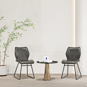 KTMBDW Modern Dining Chairs Set of 2, Upholstered Faux Leather Cushion Seat and Sturdy Metal Legs - 1 of 4