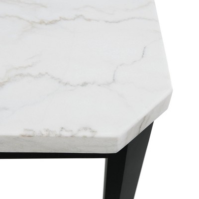 Transitional Black and White Marble Square Counter Height Dining Table