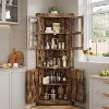 67" Tall Corner Storage Cabinet with Lights, Farmhouse Wooden Corner Hutch with Glass Doors, Adjustable Shelves, Display Cabinet - 2 of 4