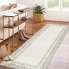 Beige Indoor Modern Soft Non Slip Geometric Bordered Area Rug Washable Throw Carpet 2 x 6(ft) - 3 of 4