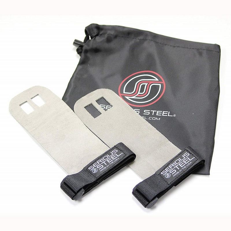 Serious Steel Fitness Gray Leather Pull Up WOD Grips Gymnastics Grips Medium, 1 of 4