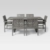 7pc Slatted Extendable Acacia Wood Patio Dining Set - Saracina Home - 2 of 4