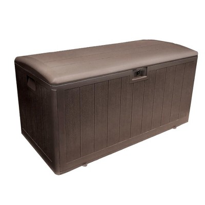 Ram Quality Products Plastic 90 Gal Outdoor Locking Storage Bin Deck Box, Brown