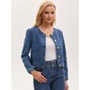 INSPIRE CHIC Women's Crew Neck Denim Long Sleeve 2026 Button Down Cropped Jean Jackets - 3 of 4