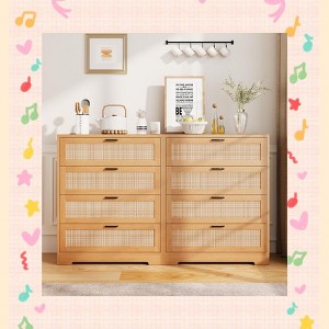 Garvee Modern Rattan Dresser for Bedroom - 5 Drawer Storage Chest in Black with Natural Rattan Design, Multi-Functional Use - 1 of 4