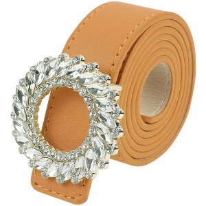 INSPIRE CHIC Women's Faux Leather Belt Fashion Ladies Belt with Rhinestone Buckle for Jeans Pants - 1 of 4