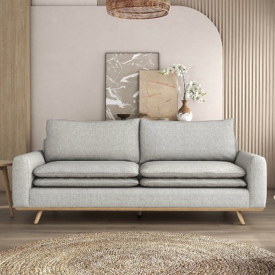 Oak Light Gray Cotton Blend Lawson Sofa with Removable Cushions