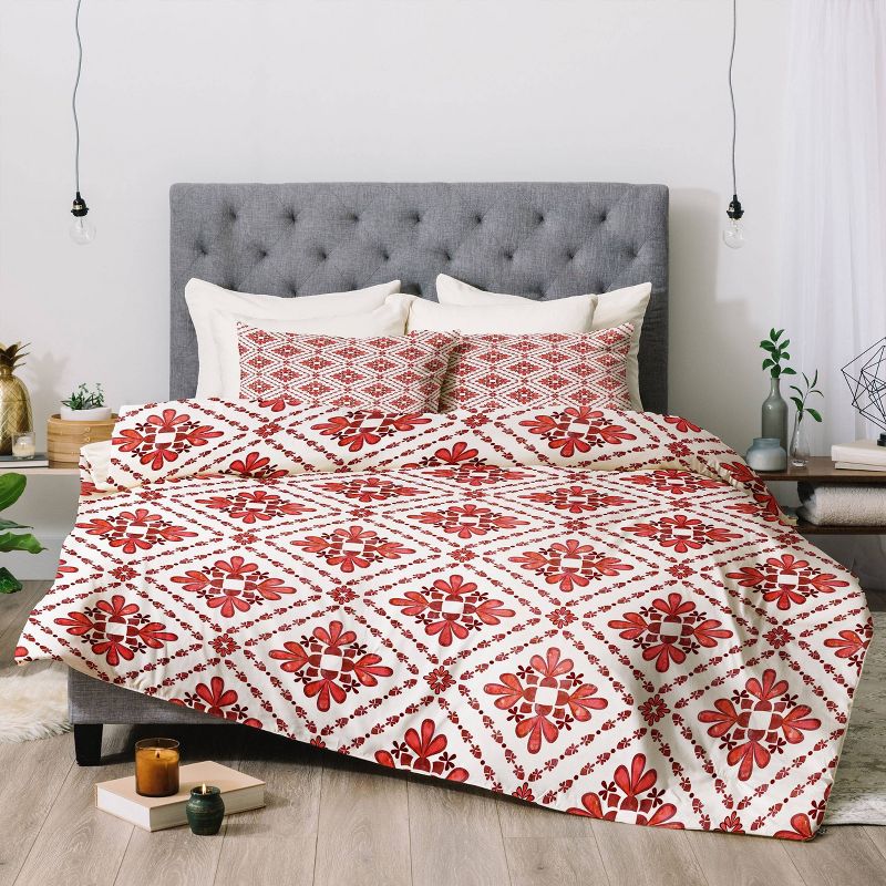 Queen/Full Schatzi Brown Boho Tile Comforter Set Red - Deny Designs, 5 of 9