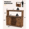 55" Farmhouse Coffee Bar Cabinet with Power Outlet & LED Light - Sliding Barn Door Buffet Cabinet, Removable 12-Bottle Wine Rack - 2 of 4