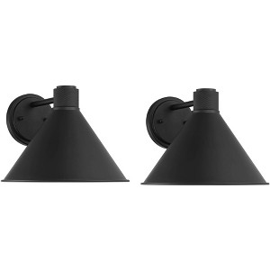 John Timberland Nathaniel 8 3/4" High Modern Outdoor Wall Light Fixture Mount Porch House Exterior Outside Set of 2 Dark Sky Matte Black Metal - 1 of 4