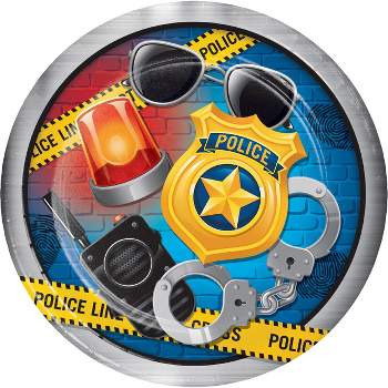 24ct Police Party Paper Plates Blue