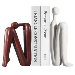 NotArt Unique Thinker Statue Bookends, Resin Heavy Duty Book Holders for Shelves/Office Desk, - 1 of 4