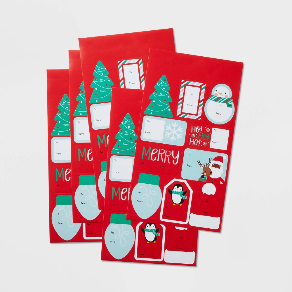 50ct Peel & Stick Gift Tag Red/Green - Wondershop
