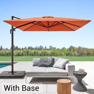 Sonkuki 10x10ft Cantilever Patio Umbrella Offset Hanging Umbrella with Base and 270gsm Fade-Resistant Fabric 360° Outdoor - 1 of 4