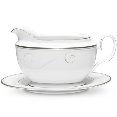 Noritake Platinum Wave Gravy Boat with Tray