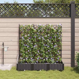 vidaXL Garden Planters 1 pc Lattice Black 120 x 40 x 126 cm Plastic - 1 of 4