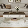 Hrinhom 47.2"W Coffee Table,Retro Movable Cocktail Table with Lockable Wheels - 3 of 4