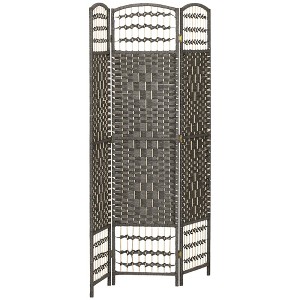 Aghana Digitals Dark Gray Folding Privacy Screen with Diamond Woven Fiber Panels, Poplar Wood Frame - 1 of 4