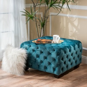 Modern Velvet Upholstered Ottoman Button Tufted-Christopher Knight Home - 1 of 4