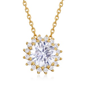 Ross-Simons 2.10 ct. t.w. CZ Flower Necklace in 18kt Gold Over Sterling Size 16 - 1 of 3