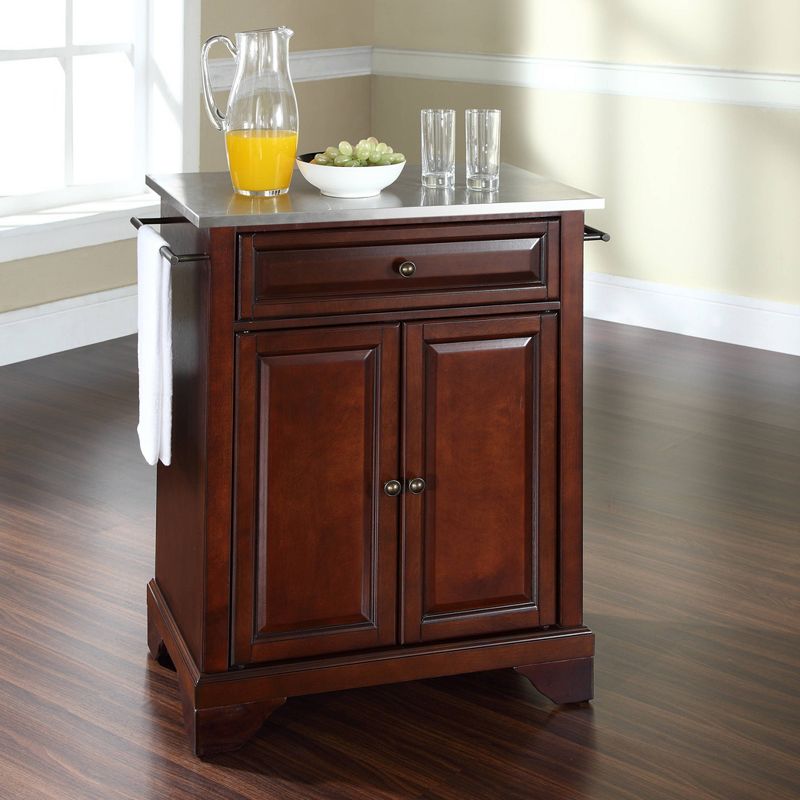 Lafayette Stainless Steel Top Portable Kitchen Island/Cart Mahogany - Crosley, 3 of 9
