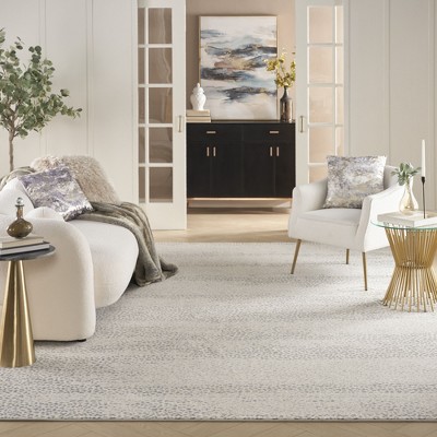 Beige and Gray Abstract Synthetic Rectangular Rug 7'10" x 10'6"