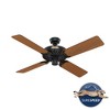 52" Original Damp Rated Ceiling Fan and Pull Chain Matte Black - Hunter Fan: 5-Plywood Blades, ETL Listed, 6556 CFM - 2 of 4