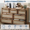 Garvee Rattan 7 Drawer Dresser for Bedroom, Farmhouse Wide Chest of Drawers with Wood Storage Organizer and Golden Handles, - 3 of 4