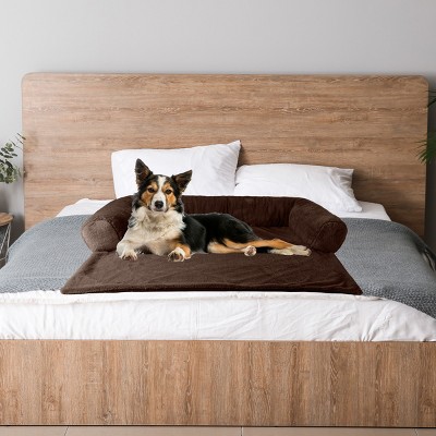 Petmaker 36" Dark Brown Plush Dog Bed with Memory Foam Bolster