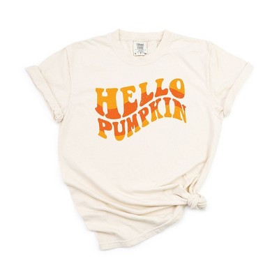 Simply Sage Market Women's Hello Pumpkin Wavy  Short Sleeve Garment Dyed Tee