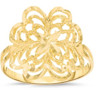 10k Yellow Gold 17mm Flower Openwork Filigree Ring - 1 of 4