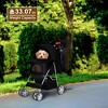 Itopfox 4-Wheel Pet Stroller for Small/Medium Dogs & Cats, Foldable with Breathable Mesh, Storage Basket Cup Holder & Safety Lock, All-Season Carrier - 3 of 4