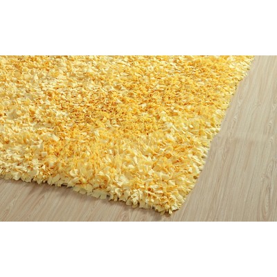 Bella Premium Yellow Round Hand-Knotted Shag Rug