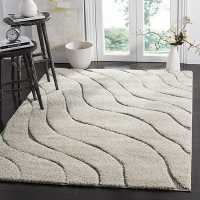Cream and Grey 4' x 6' Tufted Handmade Shag Rug