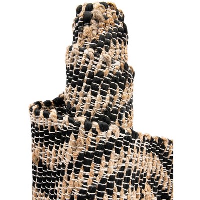 Handmade Black and Natural Geometric Jute Runner Rug