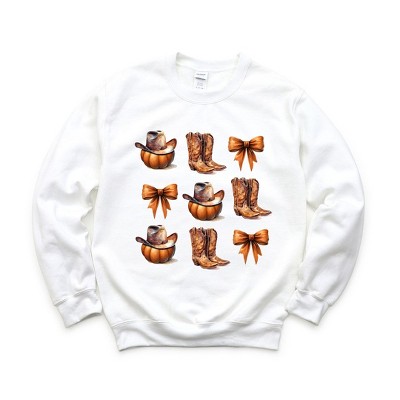 Simply Sage Market Women's Graphic Sweatshirt Coquette Pumpkin and Cowboy Boots