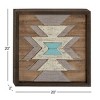 30" x 30" Square Chevron Pattern Aqua White and Natural Wood Wall Art - Olivia & May - image 3 of 4