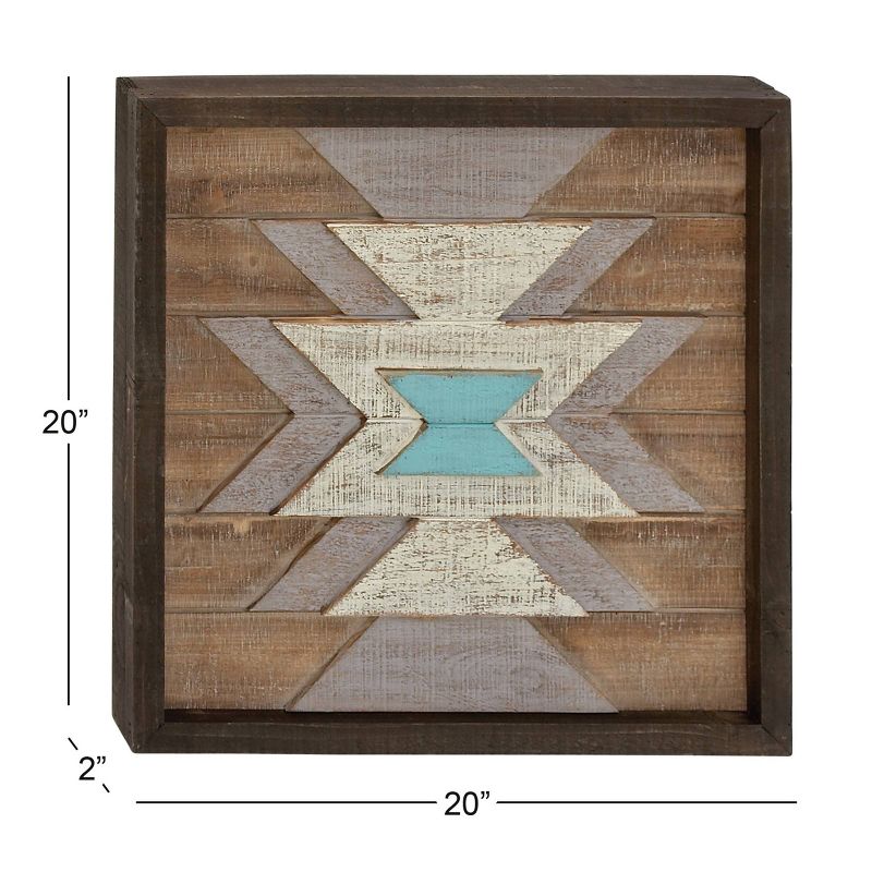 Wood Geometric Square Handmade Southwestern Wall Decor Brown - Olivia &#38; May, 3 of 11