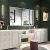 Glossy White Beveled Bathroom Mirror: Square Angle Frame, Wall Mounted, Horizontal/Vertical - 2 of 4