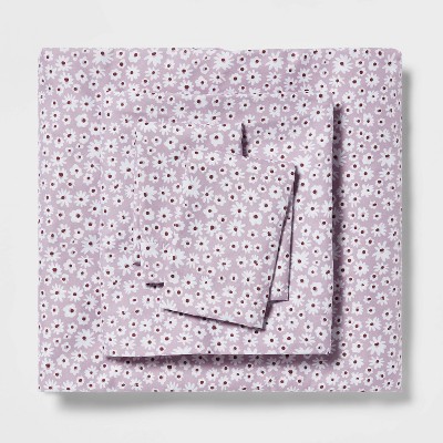 Twin/twin Xl Printed Microfiber Sheet Set Light Purple Daisy