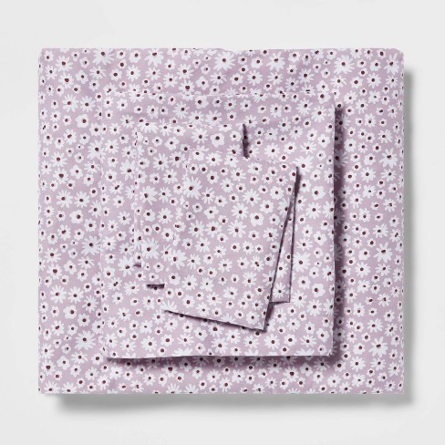 Full Printed Microfiber Sheet Set Light Purple Daisy - Room : Target