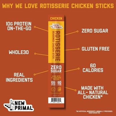 The New Primal Rotisserie Seasoned Chicken Meat Sticks - 1oz