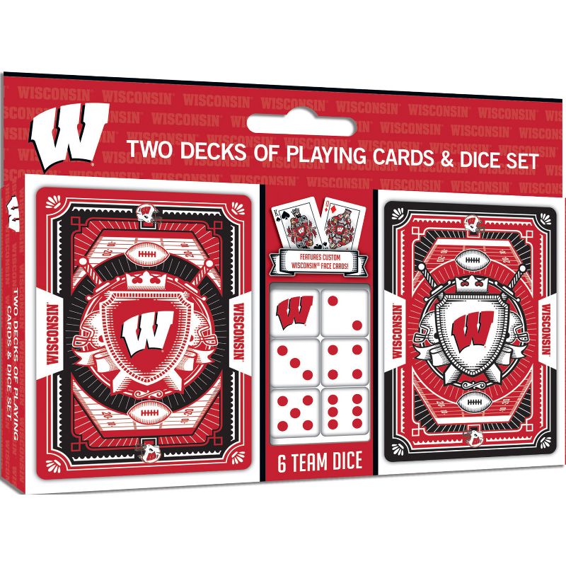 MasterPieces Officially Licensed NCAA Wisconsin Badgers 2-Pack Playing cards & Dice set for Adults, 2 of 6