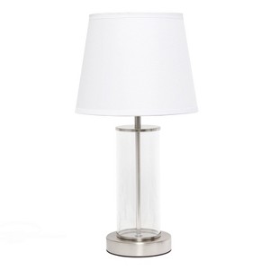 Encased Metal and Clear Glass Table Lamp with Fabric Shade - Simple Designs - 1 of 4