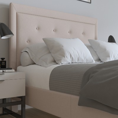 Beige Full Double Tufted Upholstered Platform Bed with Slats