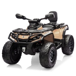 Jojoka 4 Wheel Kids ATV, Bombardier Licensed 4WD Electric ATV, 12V Ride On Toy Car w/4X200W Motors, 2-Seater - 1 of 4